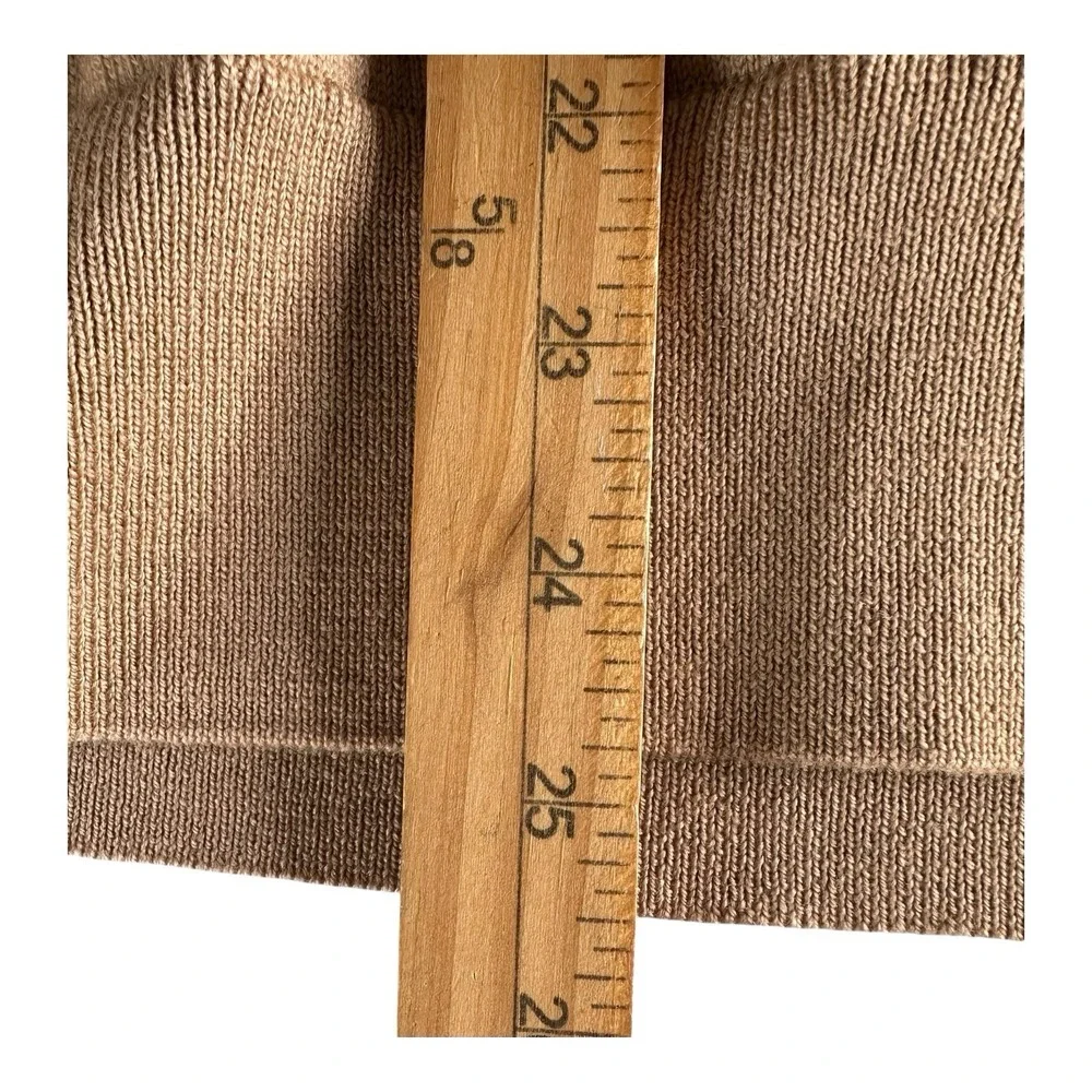 ANN TAYLOR Women 100% Merino Wool Pullover Wrap Effect Size Large khaki‎ - Picture 5 of 12